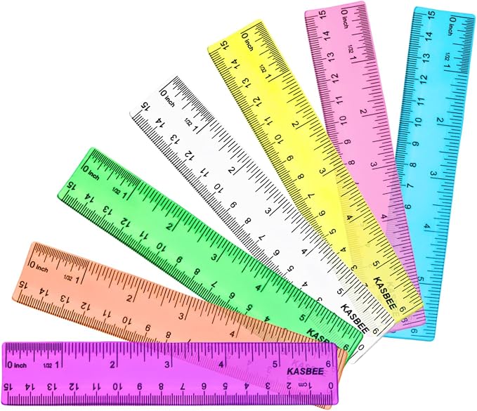 6 Inch Rulers, Colored Clear Rulers, Centimeters and Inches, Plastic Ruler - Image 9