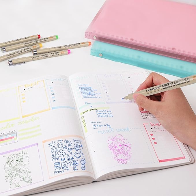 Arts Sign Brush Pen, Felt Tip Water Based Ink with 12 Colors, for Journaling, Lettering, Calligraphy, Technical Drawing and Scrapbooking-DeskLoop Office