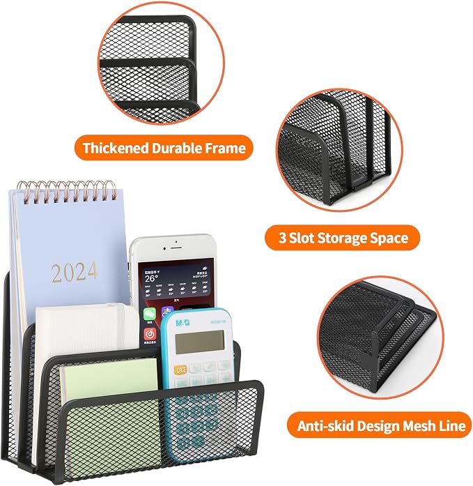 2 Pieces Desk Mail Organizer, Metal Mesh Small File Holders Letter Organizer - Image 4