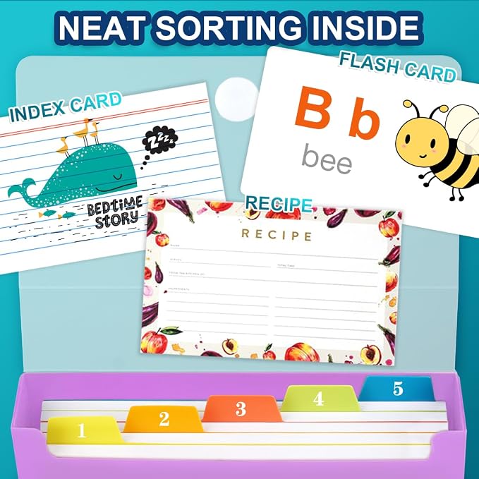 H4D 3x5 Index Card Case with 100 Heavyweight Ruled Index Cards and Dividers - Image 6
