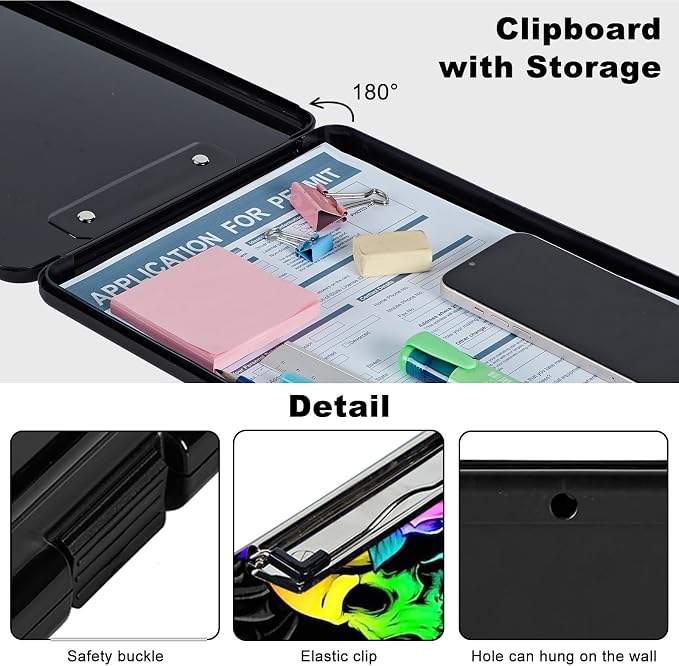 Plastic Storage Clipboard with Low Profile Clip, Heavy Duty Foldable Nursing - Image 3