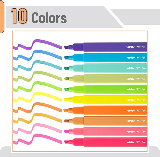 Mr. Pen- Aesthetic Highlighters No Bleed, 10 Pack, Cute Highlighters Assorted - Image 2