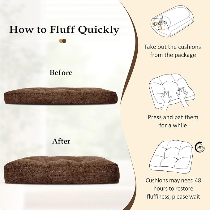 downluxe Chair Cushions for Dining Chairs 2 Pack, Tufted Indoor Chair Pads - Image 6