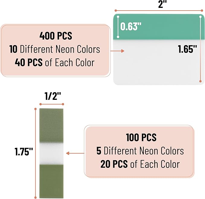 Mr. Pen- Sticky Index Tabs, 500 Pcs, 21 Sets, Colorful Sticky Tabs for Notebooks, Page Markers, Page Tabs for Binders, Page Tabs Sticky Tabs for Books, Notebook Tabs, Book Sticky Tabs for Notebooks-DeskLoop Office