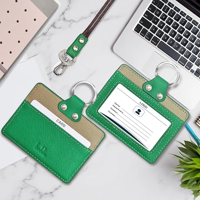 Badge Holder: Boshiho Cowhide Leather ID Badge Card Holder - Image 2