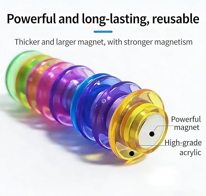 Round Plastic Fridge Magnets, 1.18 in/30mm, Translucent Multicolor, Heavy-Duty - Image 4