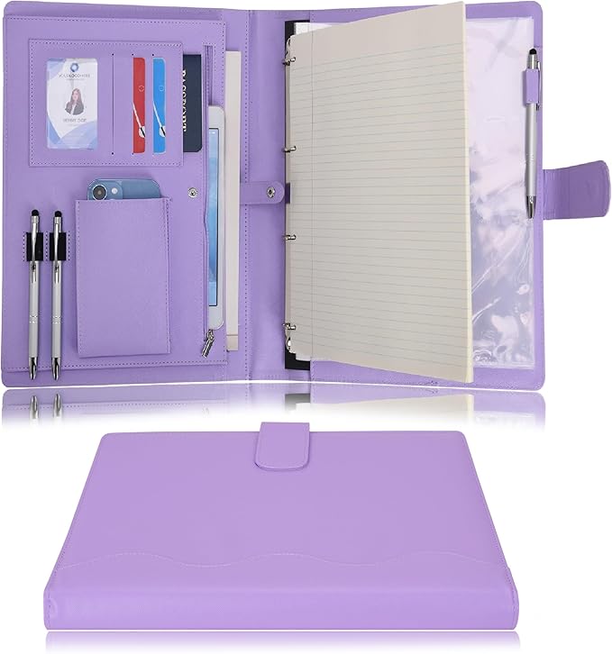 Wonderpool A4 PU Leather 3 & 4 Ring Holder Writing Portfolio Multi Document Case by Wonderpool