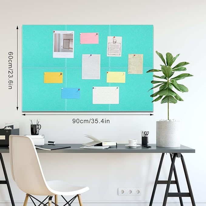 Large Cork Board 36" x 24", 6 Pack Felt Wall Tiles - Image 2