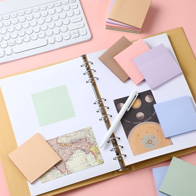 Thenshop 12 Pads Morandi Pastels Sticky Notes 3''x3'', Self Stick Notes Pads - Image 3