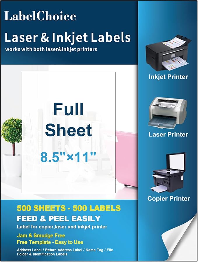 Full Sheet Shipping Labels 8.5 x 11 by LabelChoice