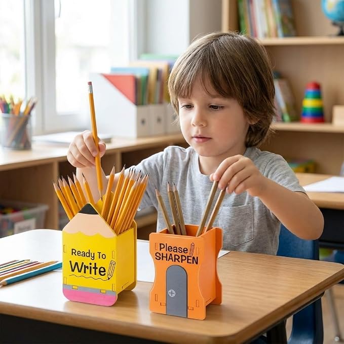 Sherr 2 Pcs Wood Pencil Holder Pencils and Sharpener Shaped Sharp and Dull Pen - Image 6
