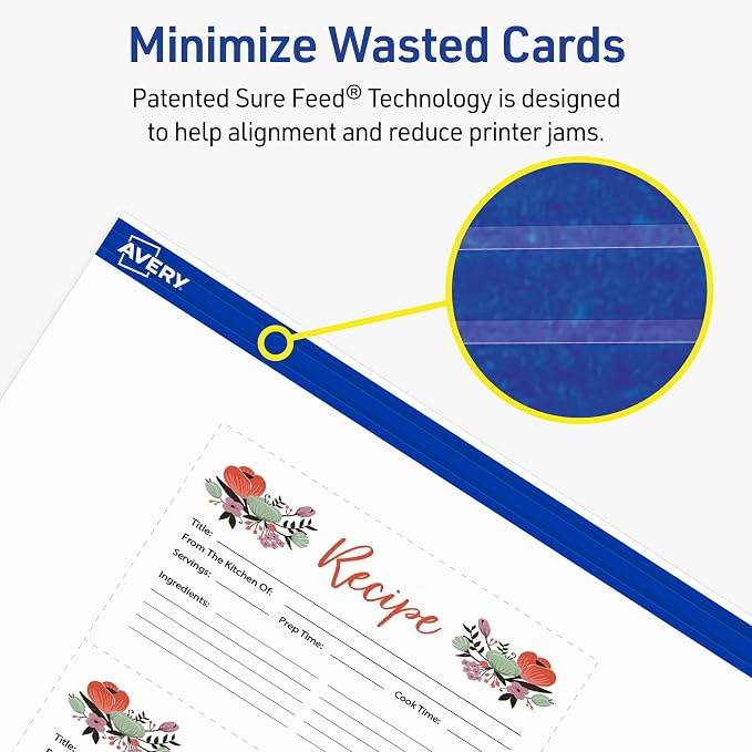 Avery Printable Index Cards, Sure Feed Technology, Matte White, Laser & Inkjet - Image 6