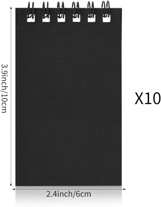 Hooqict 10 Pack Pocket Notebook 3x5 Small Spiral Notepads Black Mini Notebooks - Image 2