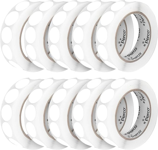 Perco White 1-Inch Perforated Circle Dot Sticker Labels — 10 Rolls, 000 Round by Perco