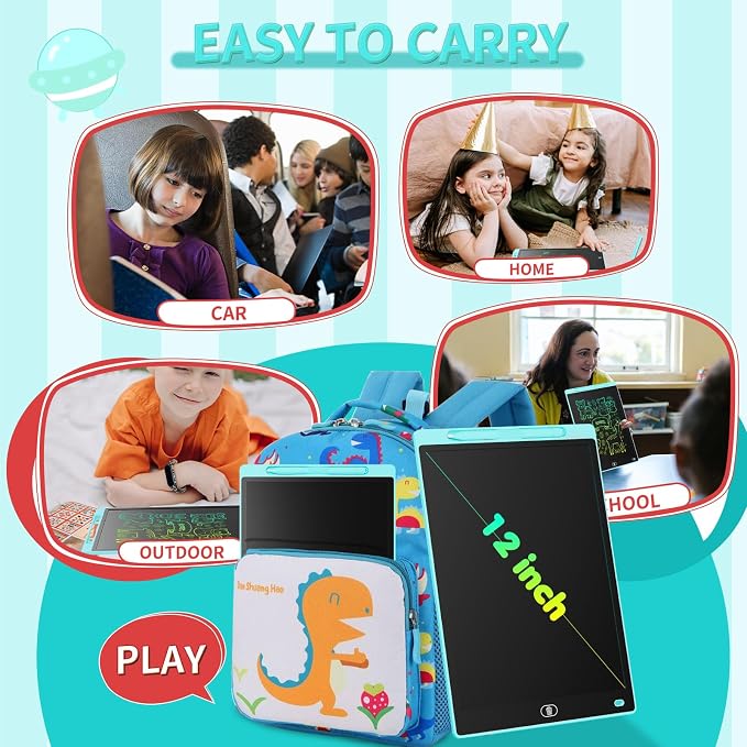 Genialba LCD Writing Board 12 Inches, Colourful Electronic Tablet, Portable - Image 4