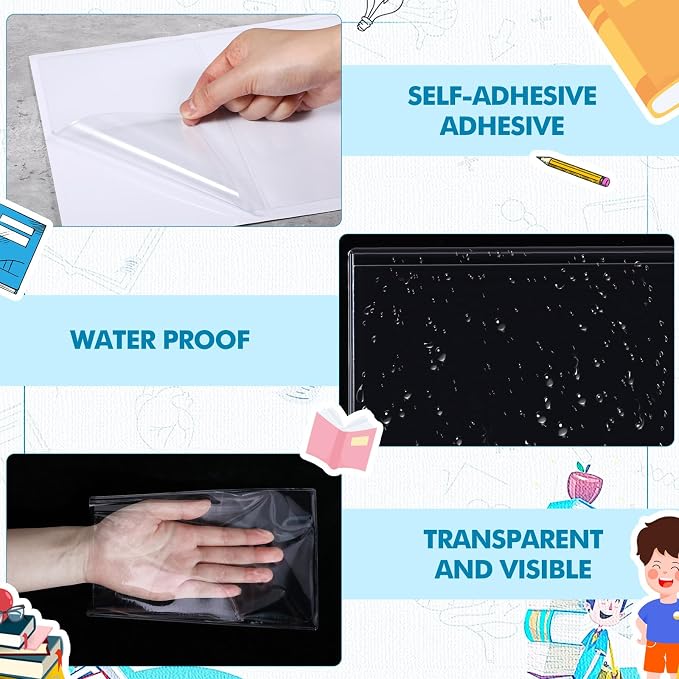 Outus 400 Pcs Self Adhesive Shop Ticket Holders Clear Plastic Sleeves Adhesive - Image 4