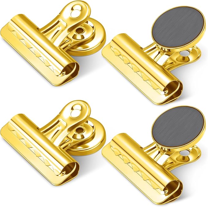MorningRo 18 Pcs Metal Magnetic Clips Heavy Duty 2.2 Inch Magnet Gold Clips - Image 8