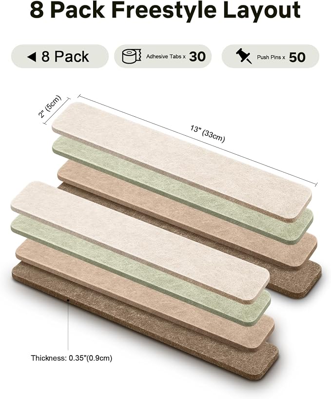 Small Cork Bulletin Board Tiles, Felt Wall Decor and Office Desk Accessories - Image 2
