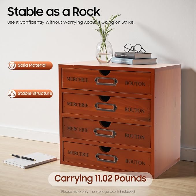 Vintage Wooden Drawers Organizer, 16-Drawer Desktop Storage Box - Image 5