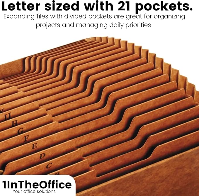 1InTheOffice Expanding File Folder A-Z, Alphabetical File Organizer, Accordion - Image 3