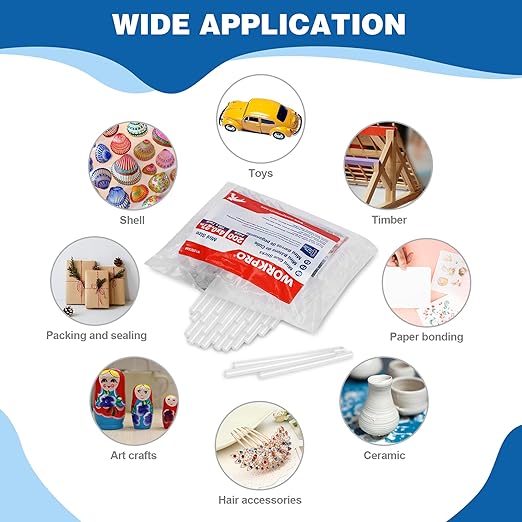 WORKPRO Hot Glue Sticks, Compatible with Most Glue Guns, Multipurpose for DIY Art Craft General Repairs, Home Decoration and Gluing Projects (0.27"x4" 200PCS)-DeskLoop Office