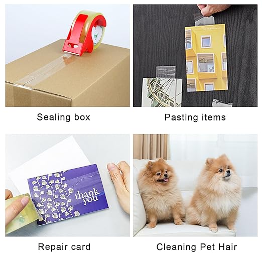 BOMEI PACK 6Rolls Clear Yellowish Packing Tape Refills, 2.4 Mil 1.88 Inch x 60 Yards, Packaging Tape with Dispenser for Moving, Shipping and Storage-DeskLoop Office