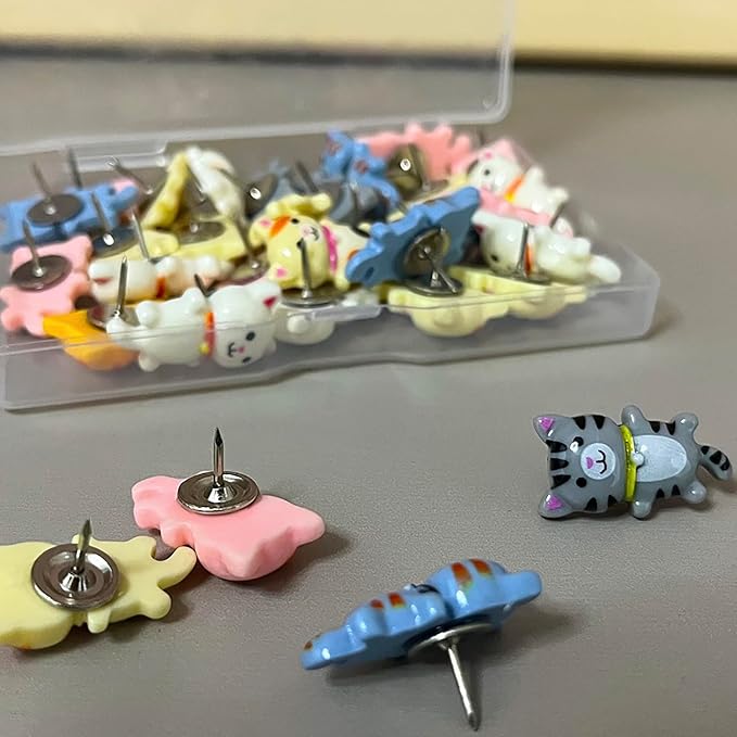 Cat Push Pins for Bulletin Board, Cat Office Supplies Decorative Cute Thumb - Image 4