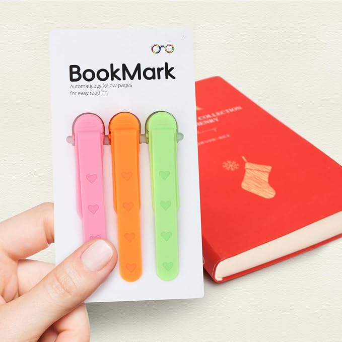 SMUK 3Pcs Heart Bookmarks for Women, Automatic Silicone Book Marks for Book - Image 5