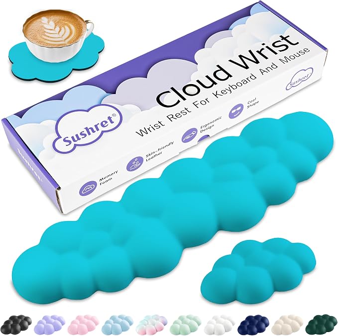 Sushret Cloud Wrist Rest Keyboard, Cloud Keyboard Wrist Pad Set by Sushret