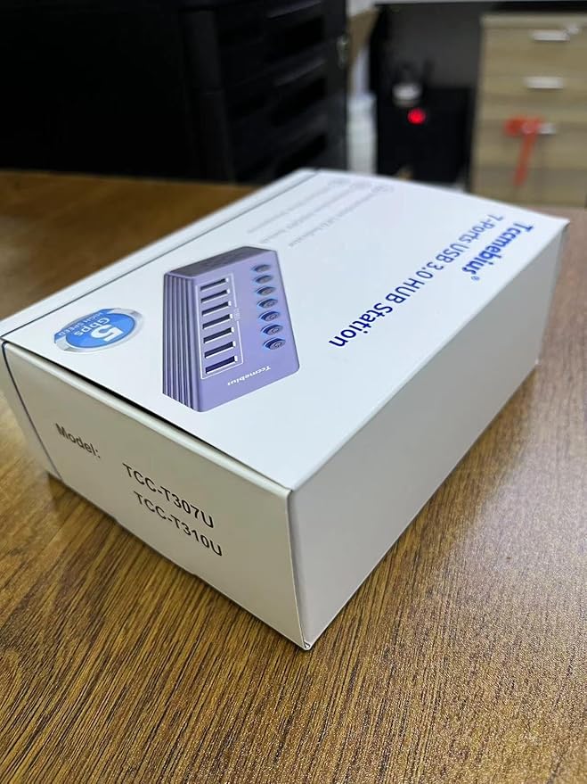 Powered 7-Port USB 3.0 Hub, USB C to 7 Ports USB Data Hub Splitter with Individual LED On/Off Switche, 3.3FT Cable, 12V/3A Power Adapter, for Laptop MacBook Pro/Air PC (Aluminum Gary)-DeskLoop Office