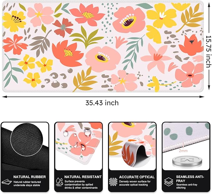 iCasso Desk Matt for Desktop, Cute Desk Pad Mat, XXL Large Mouse Pad, Anti-Slip - Image 3