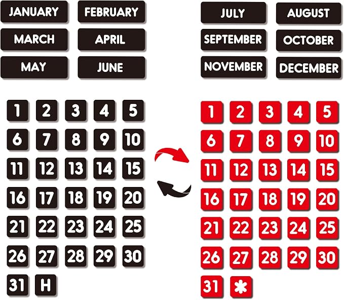 Double-Sided Magnetic Numbers and Months by Magrooyar