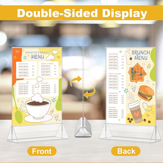 EHWINE 8 Pack Acrylic Sign Holder 8.5 x 11, Double Sided Clear Picture Frame - Image 3