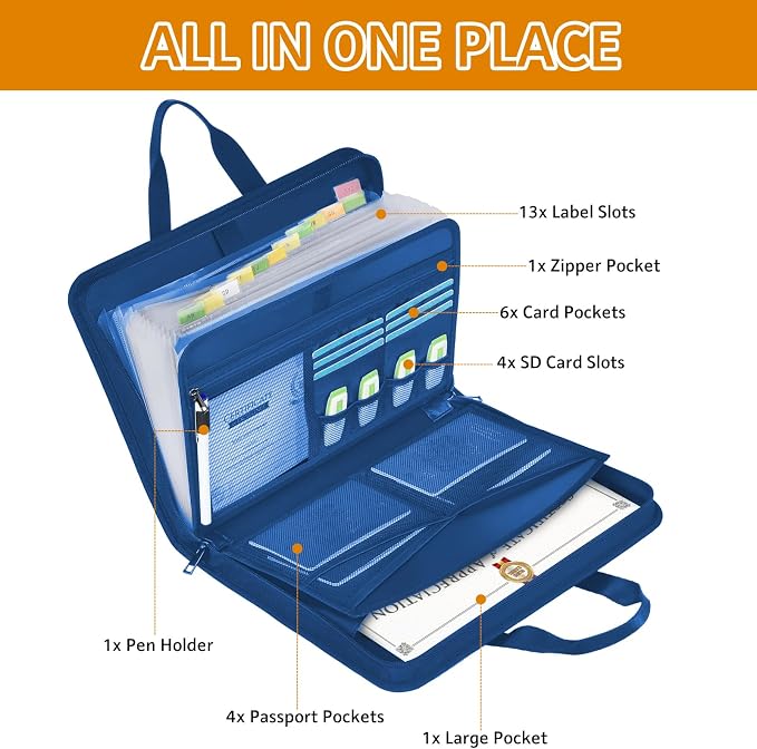 onvvippiv File Organizer Fireproof Expanding Accordion File Folder | Document - Image 3