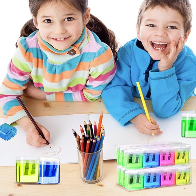 OCHIDO 100 Pack Pencil Sharpeners Bulk, School Supplies Double Hole Sharpener - Image 6