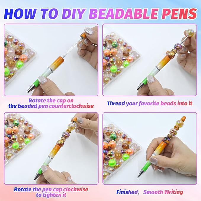 150 Pieces DIY Beadable Pen Kit – 50 Plastic Ballpoint Pens - Image 4