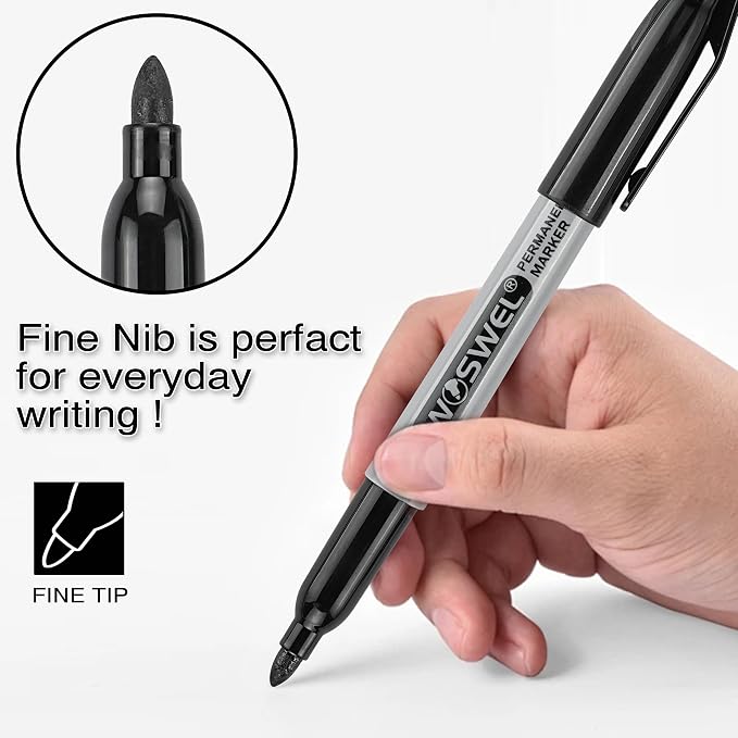 WOSWEL Permanent Markers Bulk, 200 Pack, Fine Tip, Waterproof, Quick Drying - Image 2