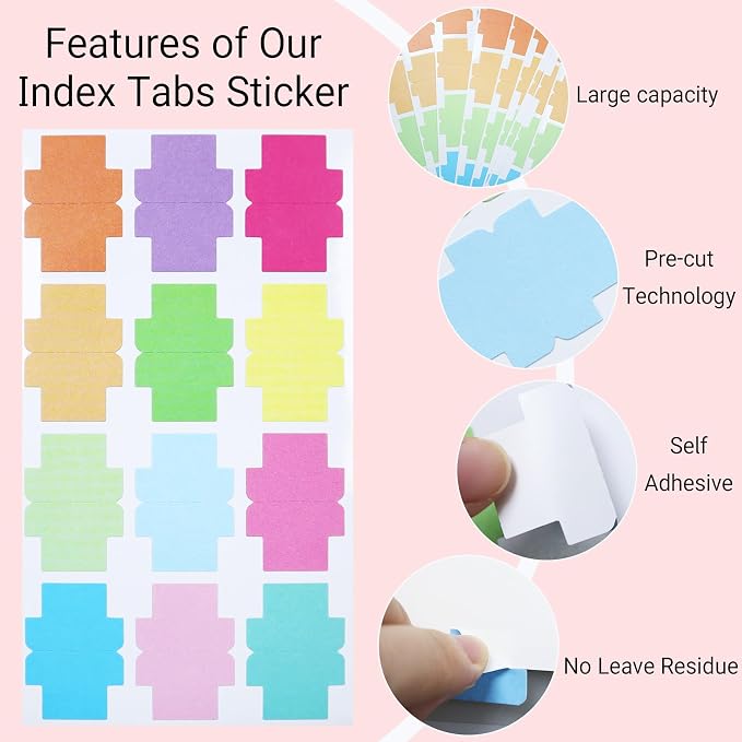 120 Pieces Sticky Blank Monthly Index Tabs Double-Sided Page Markers, - Image 3