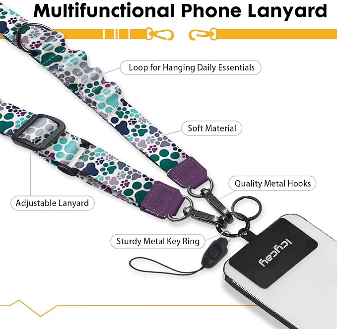 Icycay Phone Lanyard Crossbody, Dog Paw Cell Phone Strap - Image 3
