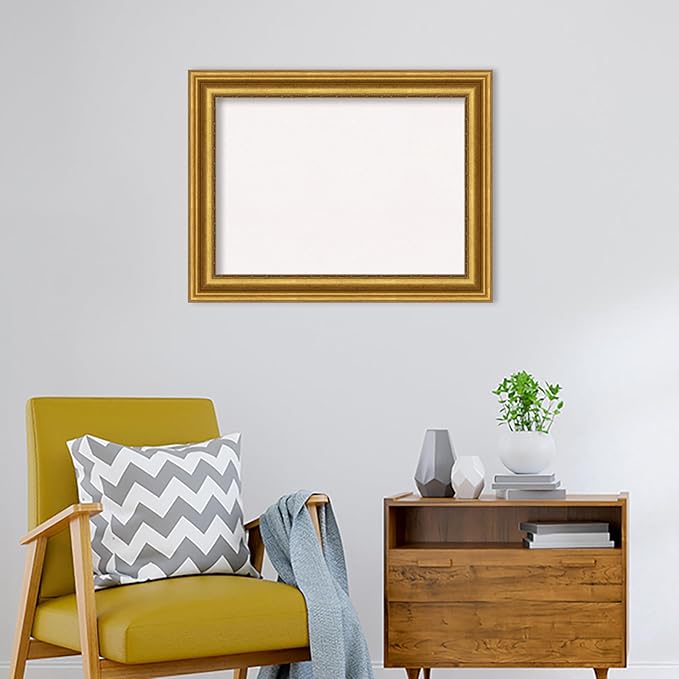 Amanti Art White Cork Board for Wall, 26x34 Vision Board with Gold Frame, Medium Corkboard Office Decor for Home Organization, Traditional Corkboard Pinboard to display items for home organization-DeskLoop Office