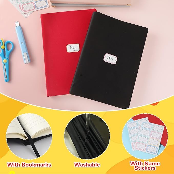 Jumbo Book Covers 8 Pack Reusable Fabric Book Cover Protective Books Covers 9 x 11 Inch Colorful Stretchable Books Sleeve Cover with Label Sticker for Most Hardcover Textbooks Up to 10 x 12.5 Inch-DeskLoop Office