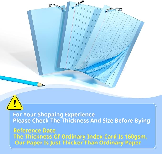 Index Cards 3x5 Inches, Punched Lined Study Card Ruled Flashcards Notecards - Image 5