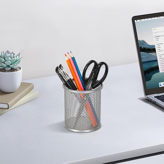 EasyPAG Pencil Holder for Desk, 2 Pack Metal Pen Organizer, Mesh Pencil Cup - Image 5