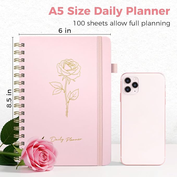 Oucaru Undated Daily Planner, A5 Spiral Notebook - Image 2
