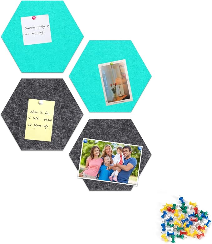 4 Pack Hexagon Felt Bulletin Board Tiles - Image 4