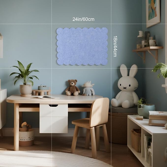 Lightomorrow Scalloped Bulletin Board, 36 x 24 Inches Felt Pin Board - Image 3