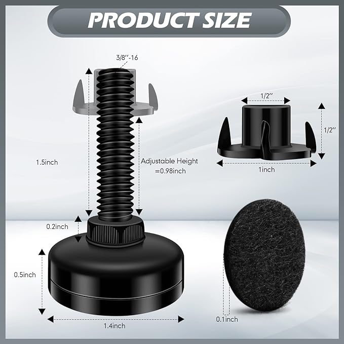 Holimax 10 Set Adjustable Furniture Leveling Feet, Adjustable Leg Levelers - Image 2