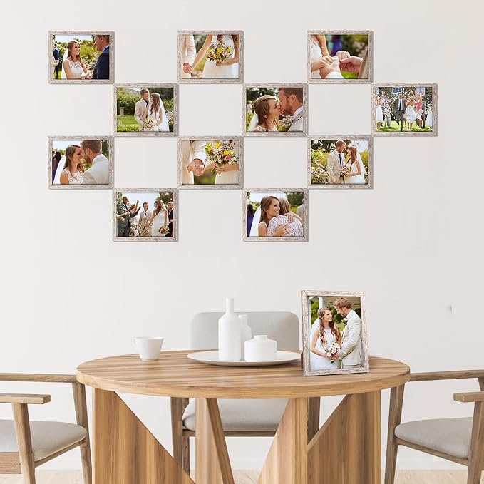 Giftgarden 8x10 Picture Frame Distressed Beige White Set of 12 - Image 4