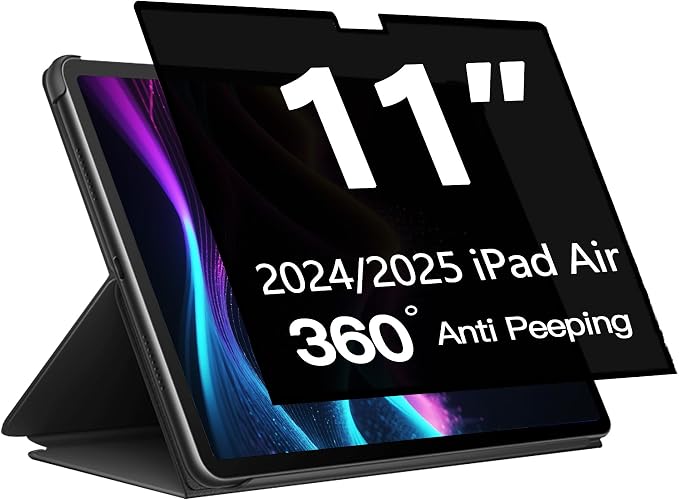 360° Privacy Screen Protector for iPad Air 11 inch M2 2024, Privacy Screen by Halloive
