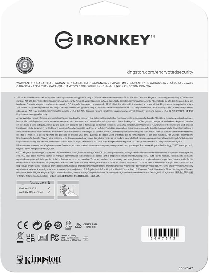 Kingston Ironkey Vault Privacy 50 USB-C 32GB Flash Drive | FIPS 197 Certified | XTS-AES 256-bit | BadUSB and Brute Force Protection | Mult-Password Option | IKVP50C/32GB-DeskLoop Office